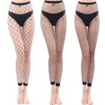 thumbnail image 1 of Medias de rejilla negras, 3 pares de medias altas de rejilla sexy, medias de rejilla de cintura para mujer, medias elásticas de moda para mujer, uso diario, 1 of 7