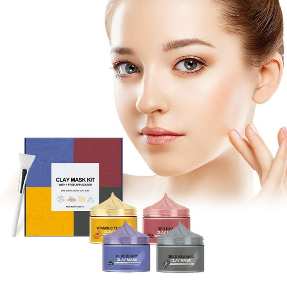 Face Masks Skincare, Turmeric Vitamin C Clay Mask, Green Tea Mask, Dead Sea Mud Mask, Face Mask Skin Care for Deep Cleansing, Women Skin Anti Aging