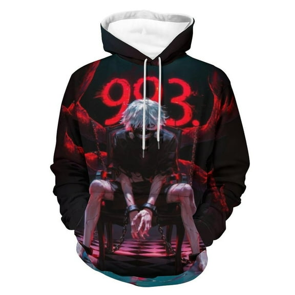 Unisex 3D Printed Tokyo Ghoul Hoodies Long Sleeve Sweatshirts for Men Women with Big Pockets