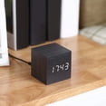 thumbnail image 3 of Digital Alarm Clock, Wood LED Light Mini Modern Cube Desk Alarm Clock Displays Time Date Temperature for Kids, Bedrooms, Home, Dormitory, Travel-Style 1, 3 of 9