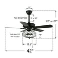 thumbnail image 6 of Bella Depot 42 Inch Black  Industrial Ceiling Fan with Dimmable Light Kit and Remote Control, Modern Reversible Ceiling Fan with Metal Cage Shade, 6 of 6