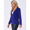 thumbnail image 4 of DARING DIVA Sequin Blazer Jacket Sparkly Open Front Cardigan L Blue, 4 of 6