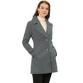thumbnail image 1 of INSPIRE CHIC Women's Elegant Notched Lapel Button Single Breasted Winter Coat Deep Grey L, 1 of 5