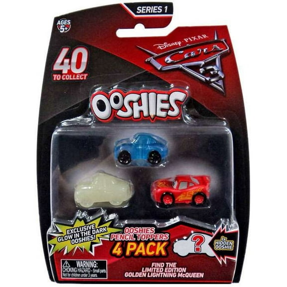 Disney / Pixar Ooshies Series 1 McQueen, Translucent Sally & Glow in the Dark Sheriff 4-Pack