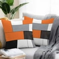thumbnail image 2 of Waterproof Throw Pillow Covers Set of 2, 18x18 Inch Burnt Orange Grey Decorative Pillowcases Outdoor Pillow Slip Cushion Covers Set for Couch Tent Modern Orange Geometric, 2 of 7
