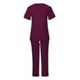 thumbnail image 1 of Uniforme de enfermería para mujer, trajes elásticos de manga corta con múltiples bolsillos, conjunto de pantalones superiores profesionales, cómodo Rojo S Baoblaze Pantalones superiores, 1 of 8