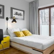 Oumilen SWING ARM Bedroom, Bedside Reading Wall Sconce, Brass & Black