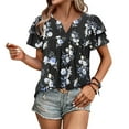 thumbnail image 4 of Camisas de Cuello de Tripulación de Manga Corta para las Mujeres Plisado Mangas de Ruffle, Cuello Redondo Casual Primavera Y Blusa de Verano, 4 of 7