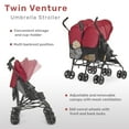 thumbnail image 4 of Dream On Me Twin Venture Umbrella Stroller, Red, 4 of 12