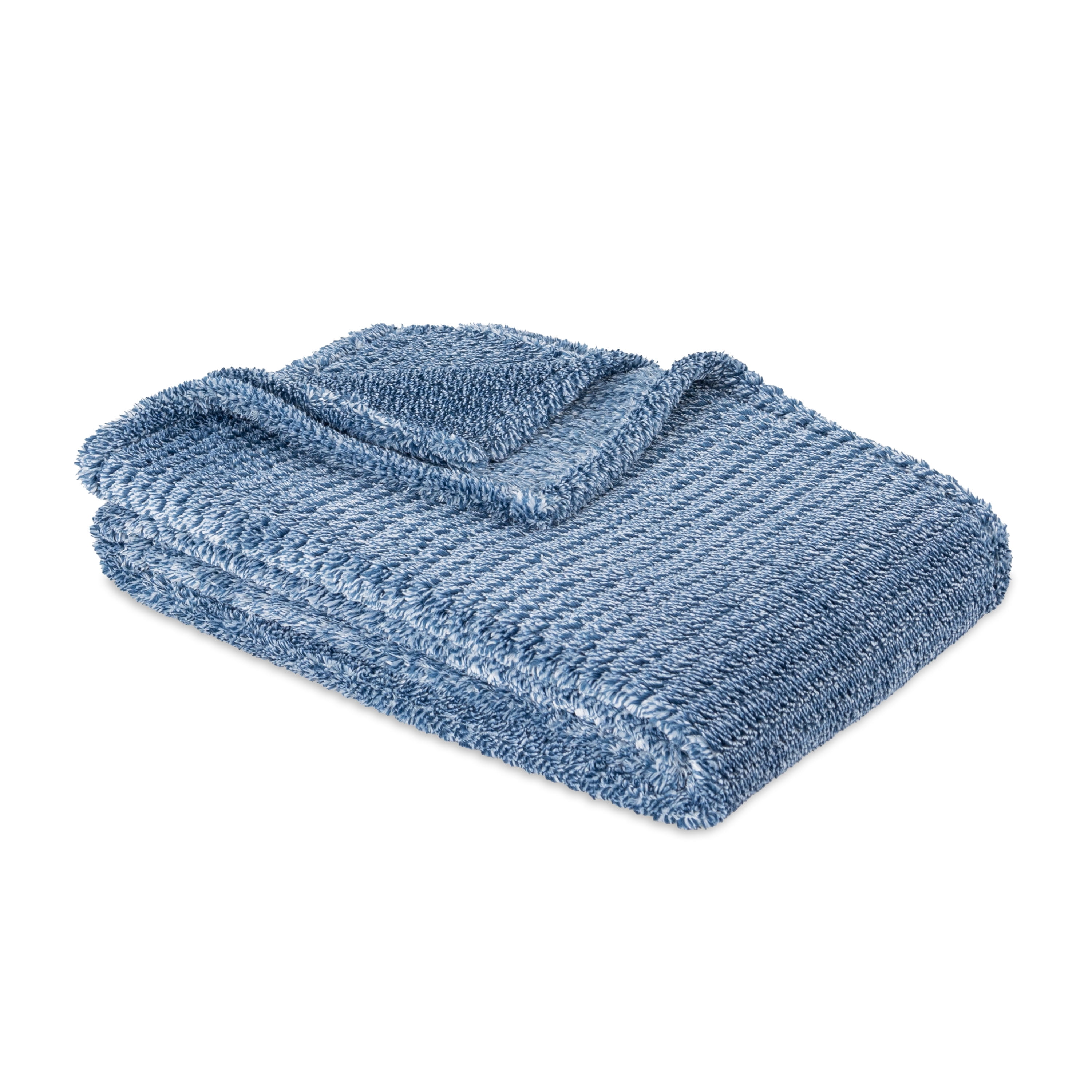 EcoThread Soft Plush Textured Heathered Oversized Couch Throw Blanket, Blue