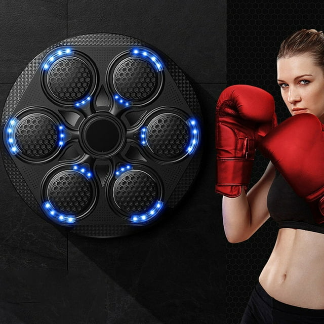 Riforla With Boxing Gloves Smart Boxing Machine with LED Electronic Wall Mount Home Music Boxing Exercise Boxing Fitness & Yoga Equipment Black
