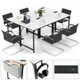 thumbnail image 3 of Giantex 32 Inch Computer Desk, Modern Writing Desk, Home Office Workstation Table w/Heavy-Duty Metal Frame & Charging Station, White, 3 of 8