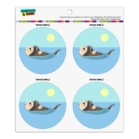 

Sea Otter Eating Giant Clam Refrigerator Fridge Locker Vinyl Circle Magnet Set