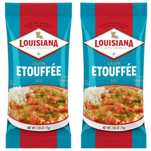 Louisiana Fish Fry Cajun AKF18 Etouffee Base 2.65 oz. (Pack of 2) - Authentic Cajun Etouffee Mix with Onions, Bell Peppers, Celery & Spices - Easy to Prepare Delicious Etouffee at Home