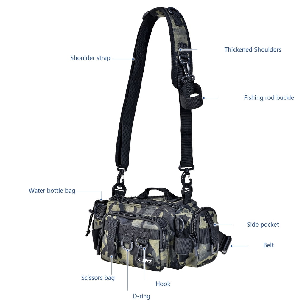 ZPAQI Fishing Tackle Bag Fishing Gear Bag Large Capacity Waist Bag Fishing Pack