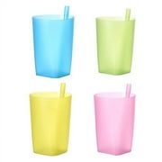 HATISS 10oz - A Cup with Built in Straw, 4pk - Straw Cups for Toddlers, Kids Cup with Straw, Plastic Toddler Straw Cup