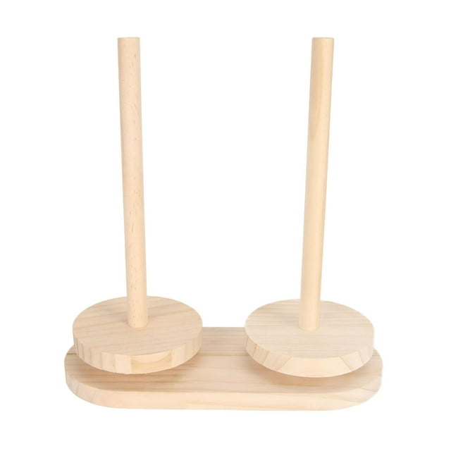 Porte-fil en bois rotatif, grande capacité, portable, support pour double bobine de laine pour le stockage du fil