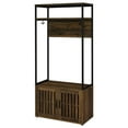 thumbnail image 5 of Quincy 2-door Coat Rack Hall Tree Storage Bench Dark Pine, 5 of 13