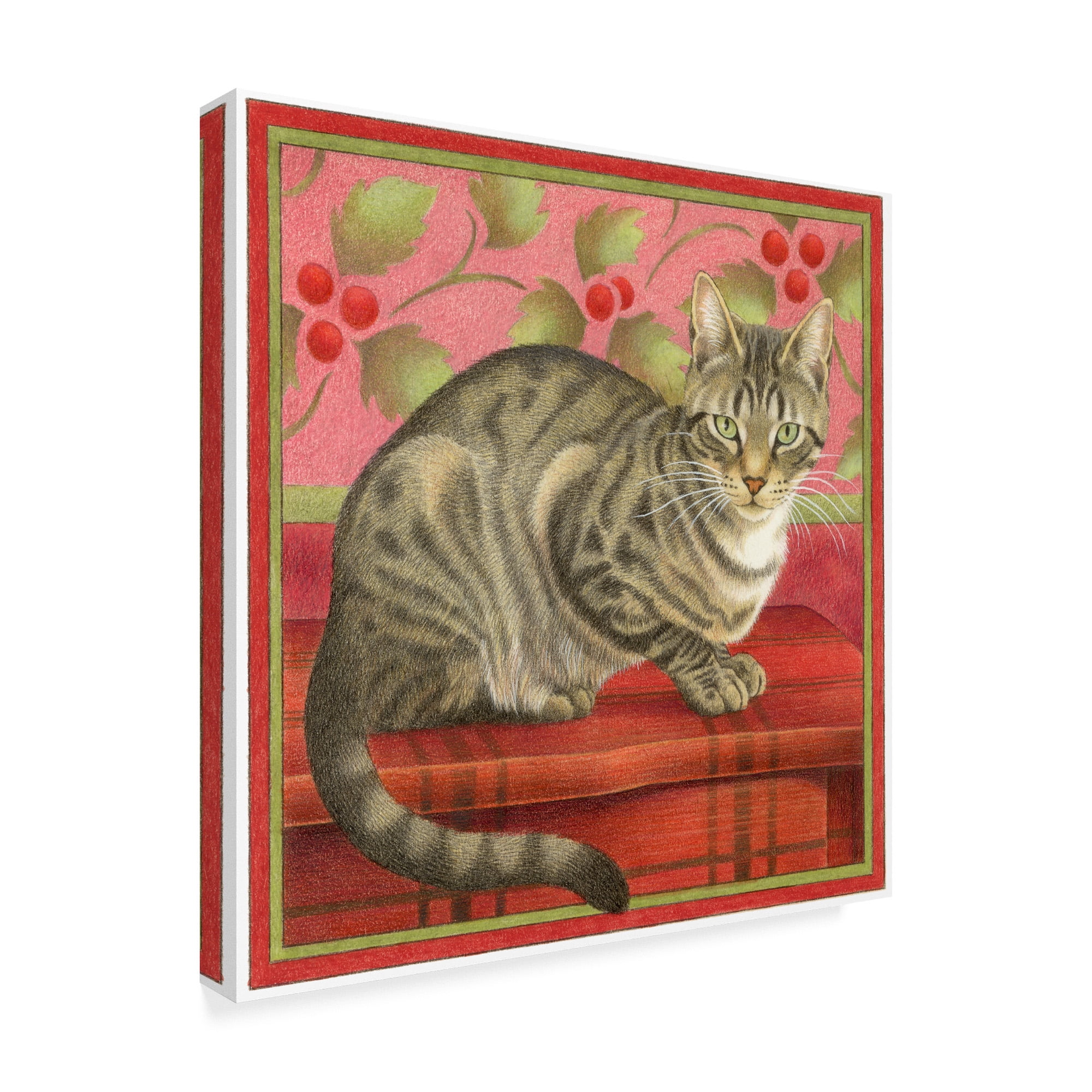 Trademark Fine Art 'Gray Cat On Red' Canvas Art by Francien Van Westering