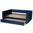 thumbnail image 3 of Bowery Hill Velvet Upholstered Queen Size Daybed with Trundle in Blue, 3 of 9