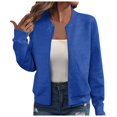 thumbnail image 1 of Bmisegm Cardigan en Tricot à demi-Col Roulé avec Double Fermeture Éclair pour Femmes Veste à Manches Longues pour Femmes Manteaux pour Femmes Bleu m, 1 of 5