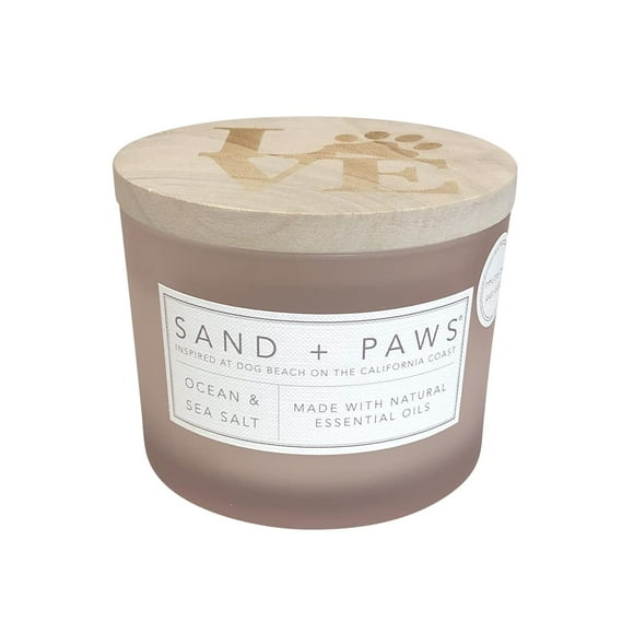 Sand + Paws Scented Candle - Ocean & Sea Salt -Luxurious Air Freshening Jar Candles Neutralize pet Odors and Enhance Home d cor - 100% Cotton Lead-Free Wicks - 12 oz