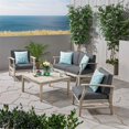 thumbnail image 2 of Noble House Perla 5 Piece Outdoor Acacia Wood Conversation Set in Gray, 2 of 22