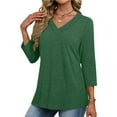 thumbnail image 5 of Women's Casual Solid Color Pleated Short Sleeve V-Neck Blouse for Spring and Summer, 5 of 8
