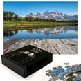 thumbnail image 2 of Ambesonne Landscape Jigsaw Puzzle Durable Cardboard, Lake and Teton Mountains, 1000 pcs, Sky Blue Olive Green, 2 of 5