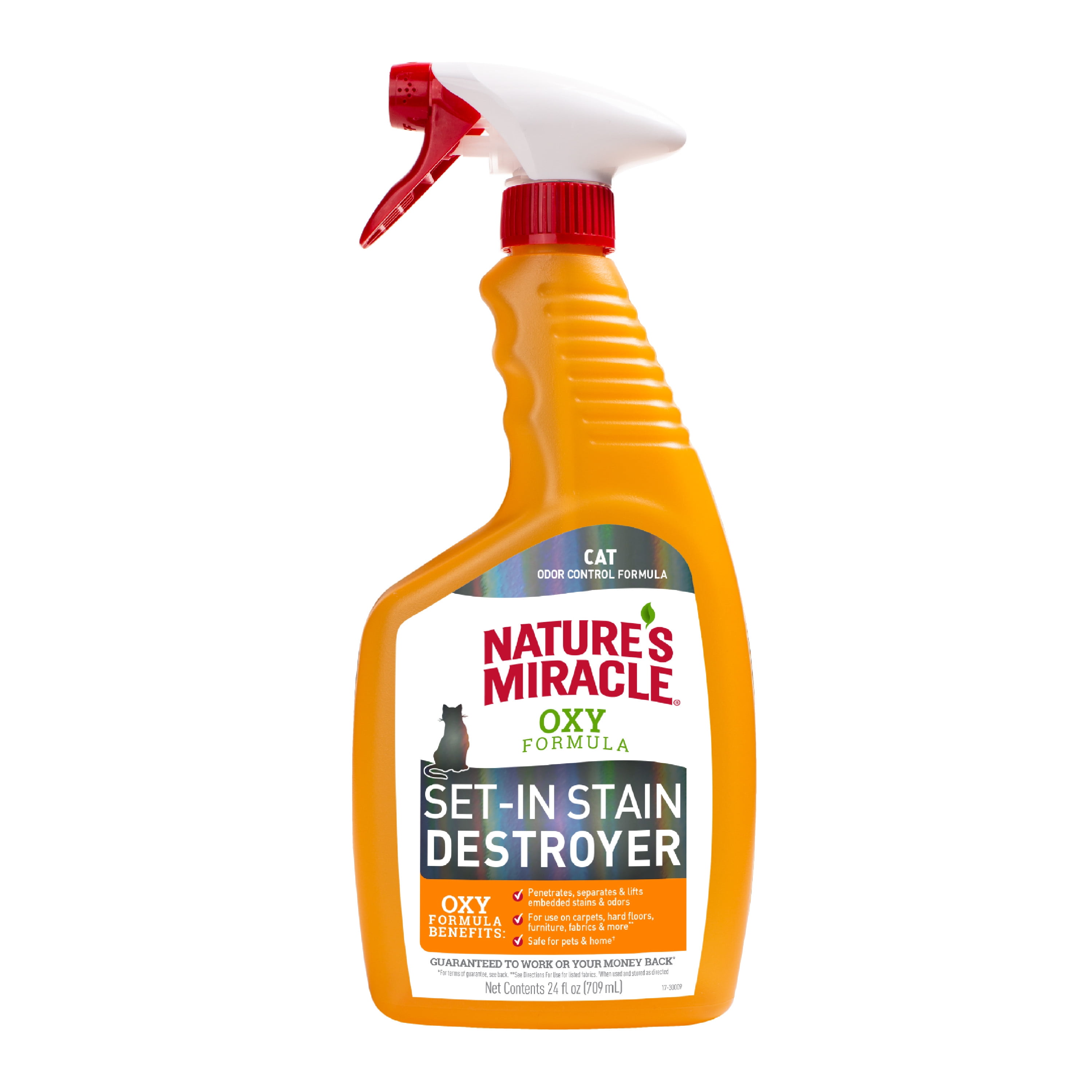 (4 pack) Nature’s Miracle Oxy Formula Set-In Stain Destroyer for Cats, Orange Scent, 24 oz