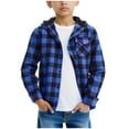 thumbnail image 2 of Loopsun Kids Winter Jackets, Toddler Shirt Jackets, Toddler Boys and Girls Casual Button Down Plaid Shirt Long Sleeve Hooded Outerwear Jackets Blue, 13-14 Years, 2 of 5