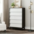 thumbnail image 4 of Merluxy 5 Drawer Dresser for Bedroom, White & Black Walnut, 4 of 10