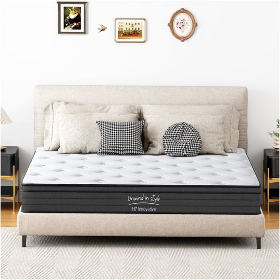 JERFIT 10 Inch King Hybrid Mattress, Medium Firm Feel, Gel Memory Foam Pocketed Innerspring for Support, Cooling, Pressure Relief, CertiPUR-US Certified, Bed-in-a-Box