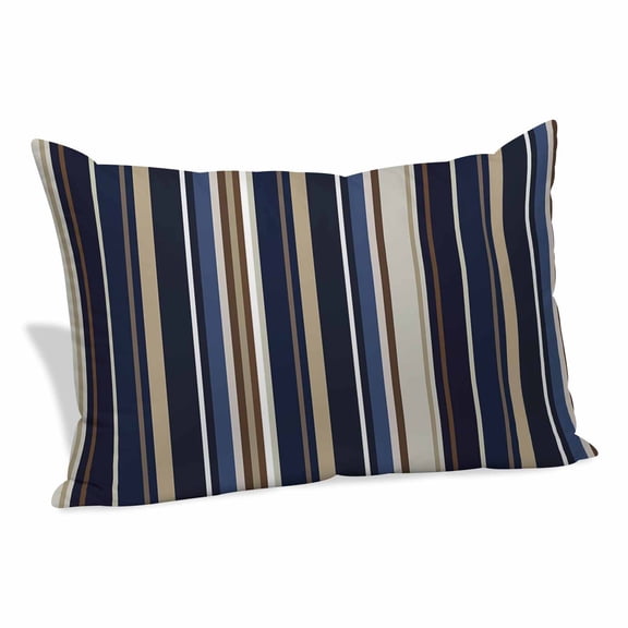 Blue and Brown Geometric Stripe Pattern Pillow Covers King, Soft Brushed Microfiber Breathable Throw Pillow Covers, Decorative Pillowcase with Zipper for Couch Sofa Bedroom Living Room 20"x36"