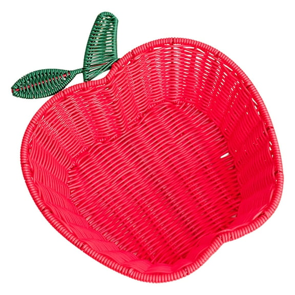 FOMIYES Red Apple Shaped Woven Basket for Fruit Storage and Home Decoration 10.24 x 8.66 x 7.87 Inches