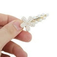 thumbnail image 4 of Unique Bargains 1 Pc Hair Clips Exquisite Pearl Flowers Hollow Press Clip Hairdo Clip Gold Tone White, 4 of 5