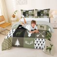 thumbnail image 3 of Castle Fairy Rustic Vintage Camo Deer Full Size Comforter Sets 3-Piece,Geometric Plaid Bedding Comforter Set,Olive Black Cream,Grey Reversible,1 Comforter and 2 Pillowcases, 3 of 6