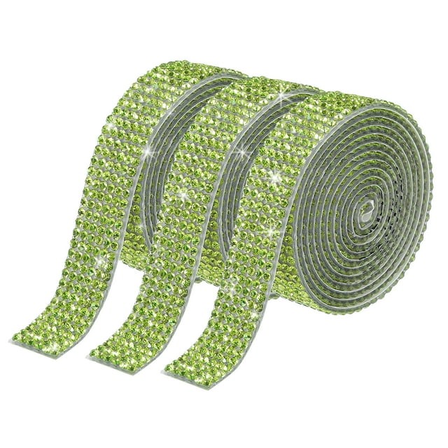Unique Bargains 3Roll 1 Yard 8mm Self Adhesive Crystal Rhinestone Ribbon for Crafts Project, Light Green