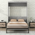 thumbnail image 3 of Euroco Pine Wood Full Size Murphy Bed, Convertible Wall Bed into Cabinet for Kids Teens, Gray, 3 of 12