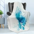 thumbnail image 4 of Watercolor Soft Flannel Fleece Throw Blanket, Abstract Blue Butterfly on a Blooming Flower Romantic Design, Cozy Plush for Indoor and Outdoor Use, 50" x 70", Blue Sky Blue White, by Ambesonne, 4 of 5