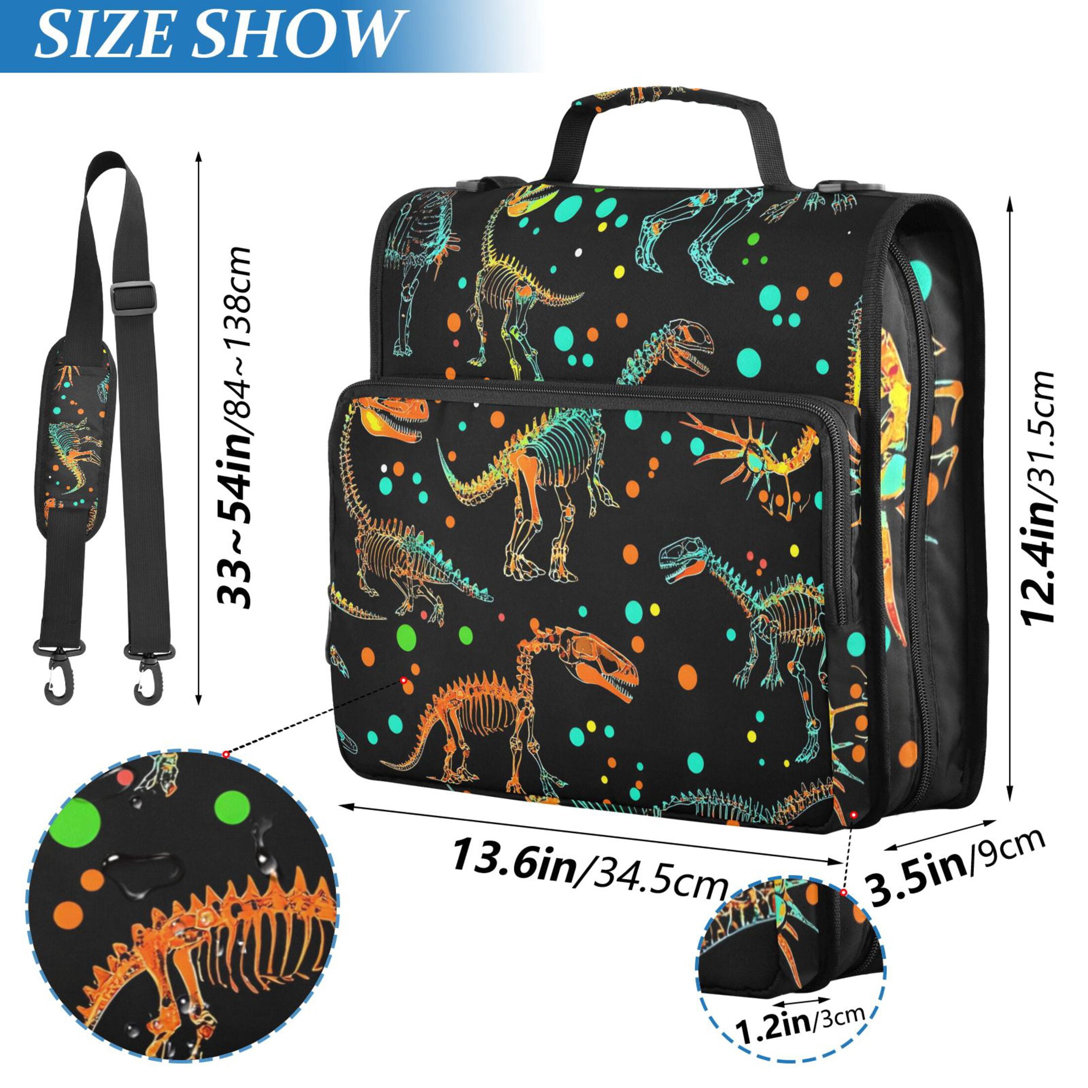 ALAZA Zipper Binder Cartoon Dinosaur 3 Ring Trapper Keeper File Folder Organizer Bag