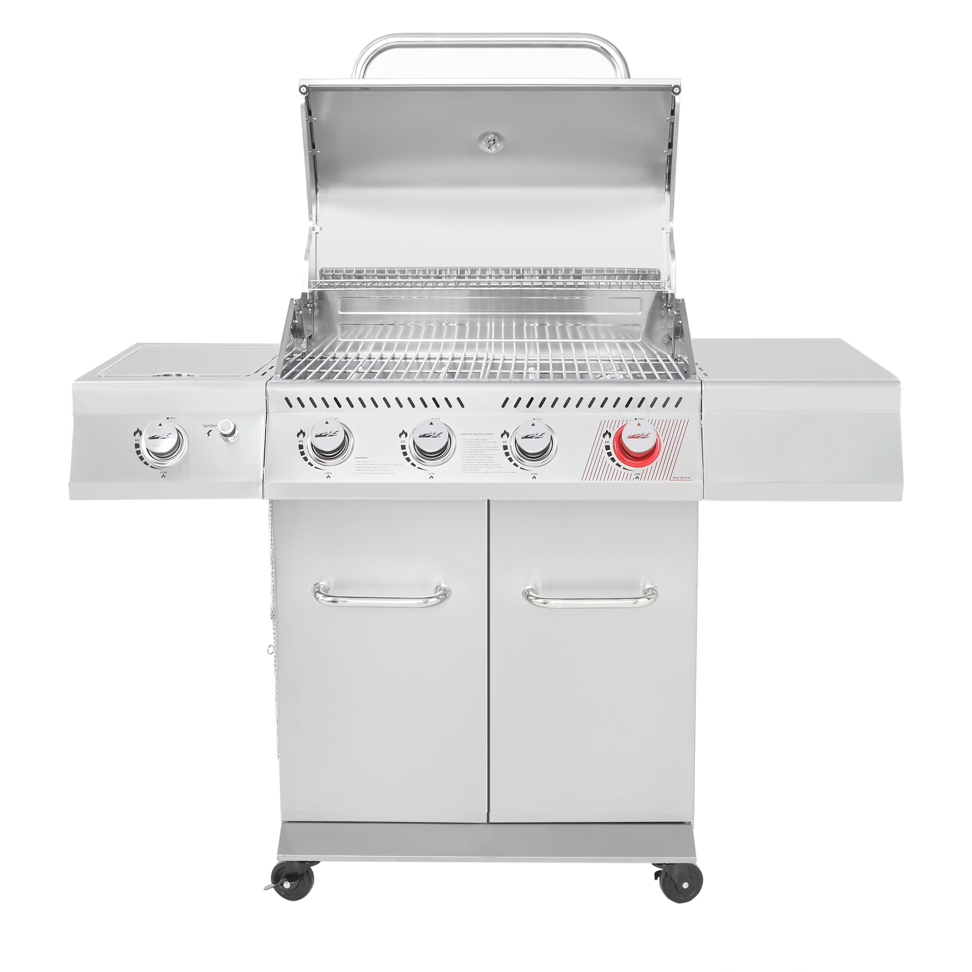 Royal Gourmet GA4402S Stainless Steel 4-Burner BBQ Cabinet Style Gas Grill with Sear Burner and Side Burner Silver - image 5 of 11