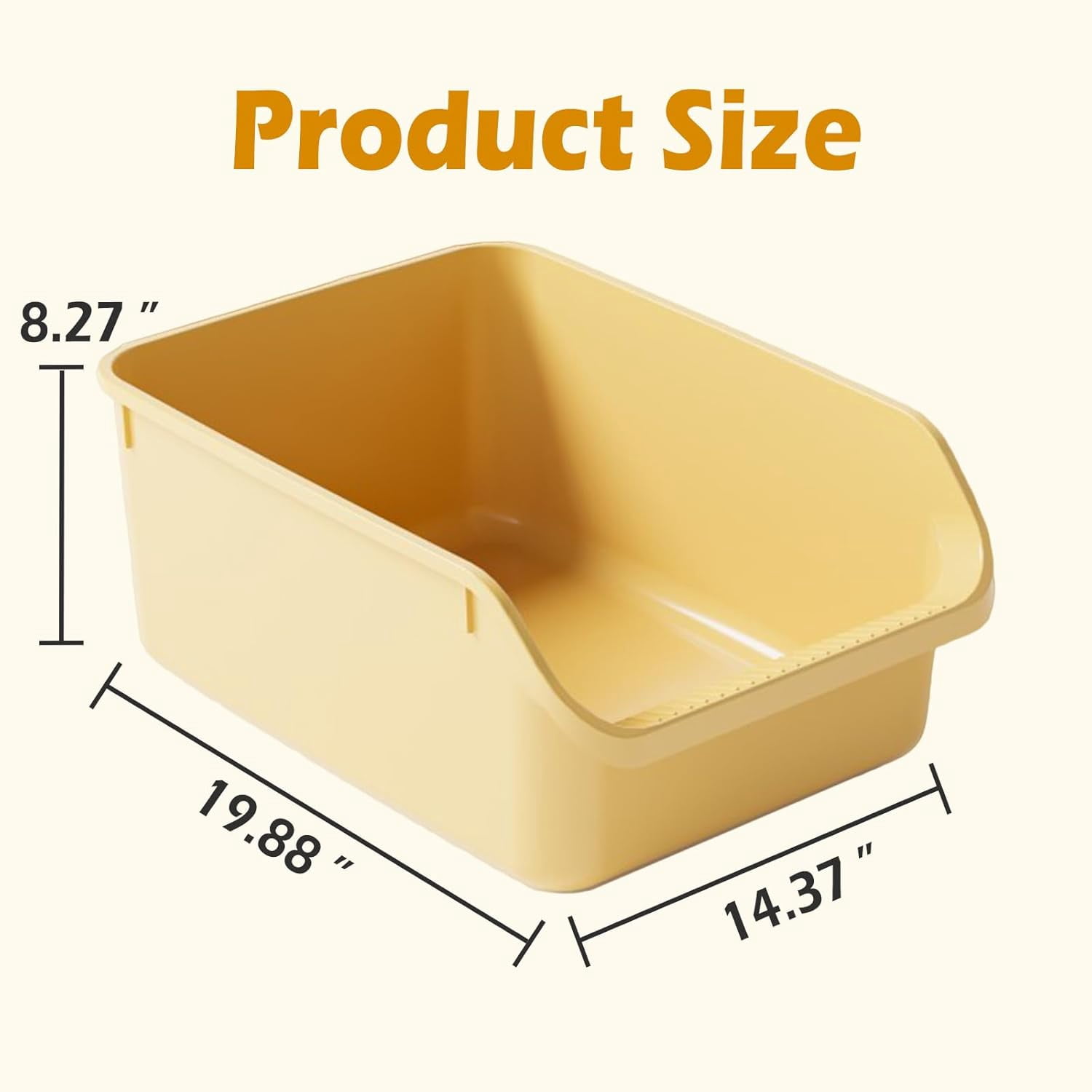 Large Cat Litter Box with High Sides,Cat Boxes for Indoor Cats,Cat Litter Pan for Kitty,Litter Box with Low Entry,Easy to Clean,Anti-Splashing(Cream White)