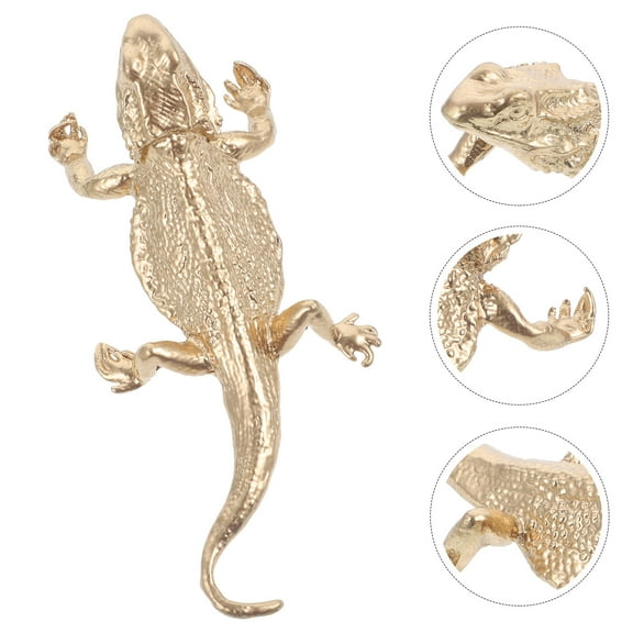 Uonlytech Alloy Lizard Statue Golden Lightweight Reptile Craft for Table Shelf Decor