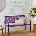 thumbnail image 4 of Best Choice Products Indoor Outdoor Steel Garden Bench w/ Geometric Backrest, Foot Levelers - Dark Purple, 4 of 8