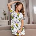 thumbnail image 3 of Haiem Lavender Flowers Print Women’s Short-sleeved Nightdress – Comfortable and Loose-Fit Sleepwear, Soft Cotton Sleep Shirt for Relaxing, Casual Nightdress, 3 of 6