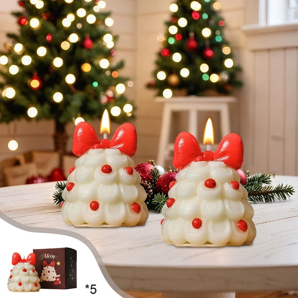 Seyotauo 5 Pcs Soy Wax Xmas Candle, for Ideal Family and Friends Gift, Creates Romantic Ambience, Lively and Design, Premium Paraffin, Suitable for Home Decor and Parties