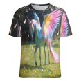 thumbnail image 5 of Rainbow Horse with Wings Women's Short Sleeve T-Shirt Crew Neck Casual Summer Trendy Loose Fit Tops, 5 of 6