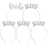 5 Pack Bride and Squad Tiara Headbands for Bridal Shower Bachelorette Party Favors Accessories