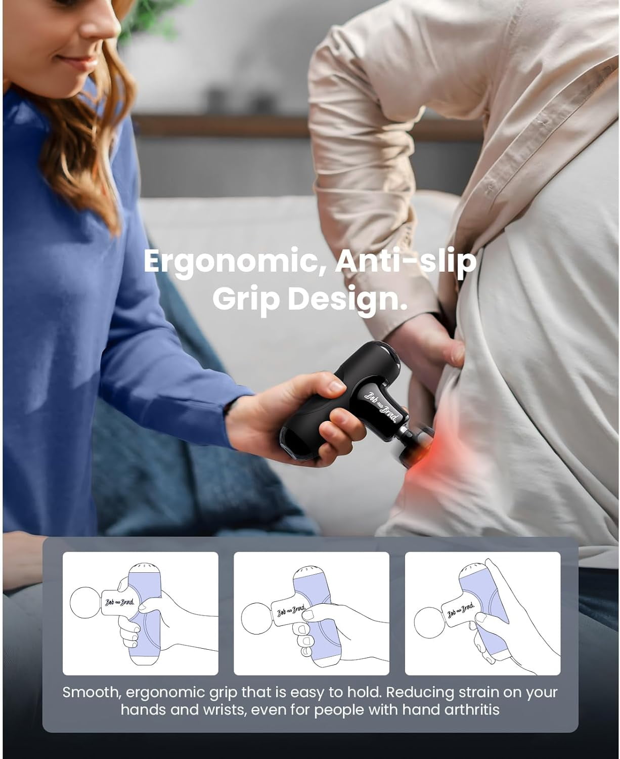 Bob and Brad Q2 Plus Mini Massage Gun with Heat,Deep Tissue Portable Percussion Muscle Massager, Ultra Small & Quiet Muscle Massage Gun